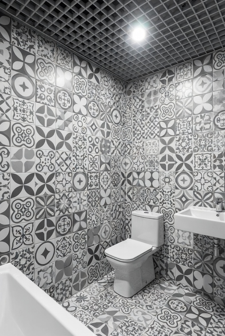 Bold Black and White Patterned Tiles