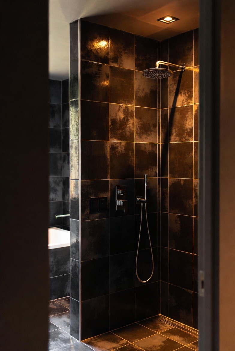 Dark Shower Tiles for Modern Drama
