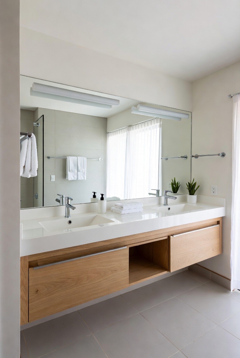 Double Floating Vanity for Shared Spaces