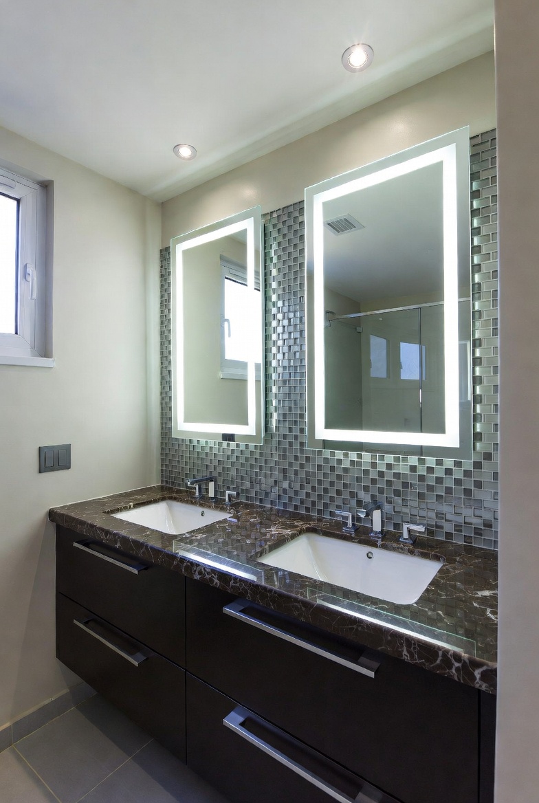 Double Sink Vanities with Integrated Lighting