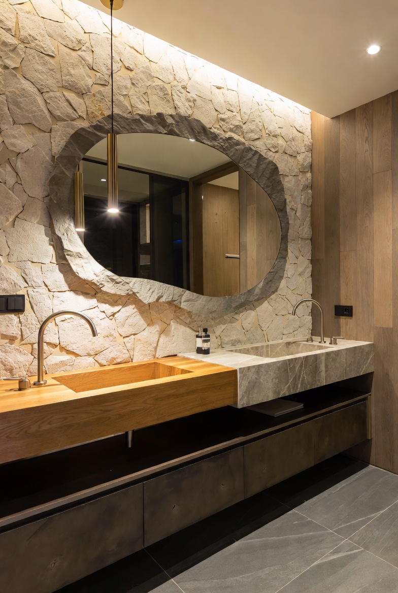 Double Sink Vanities with Mixed Materials