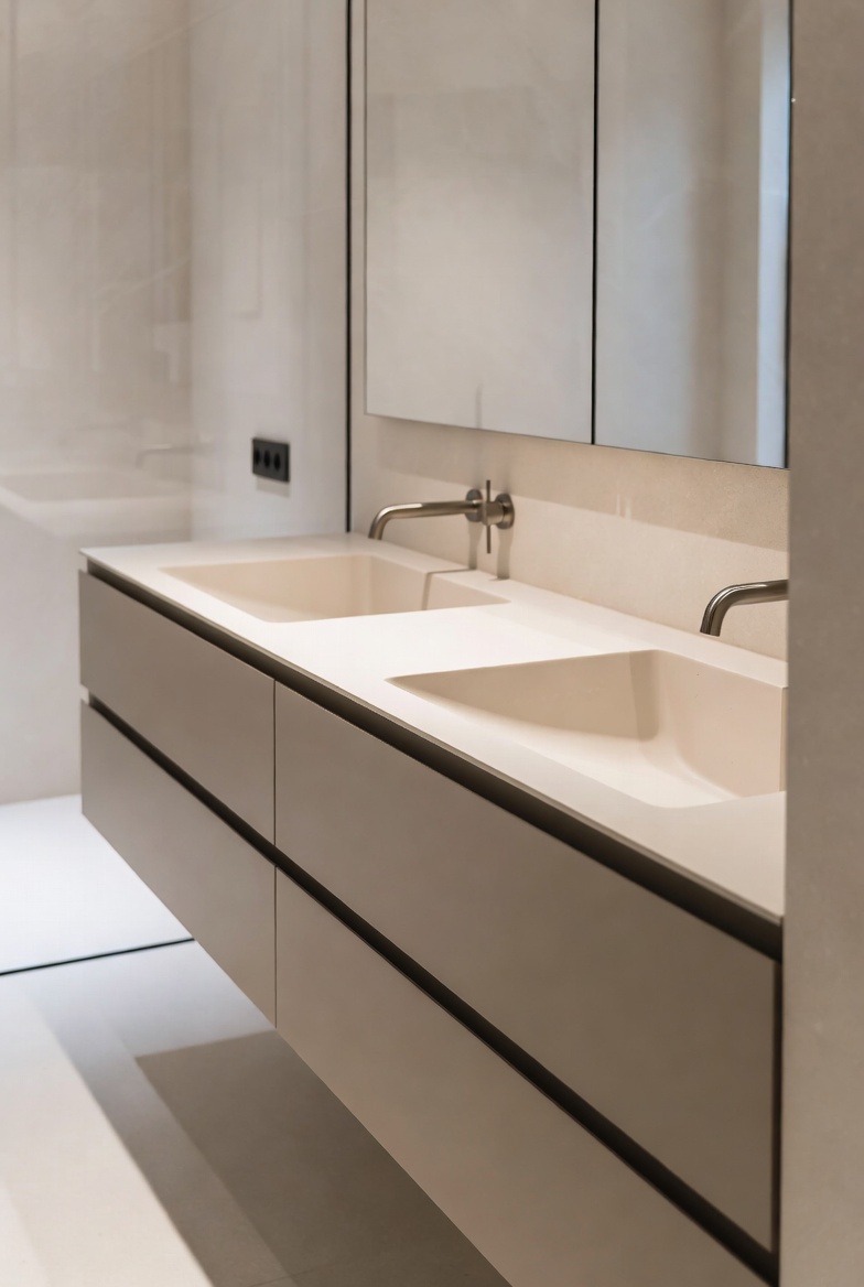 Floating Double Sink Vanities for a Modern Feel