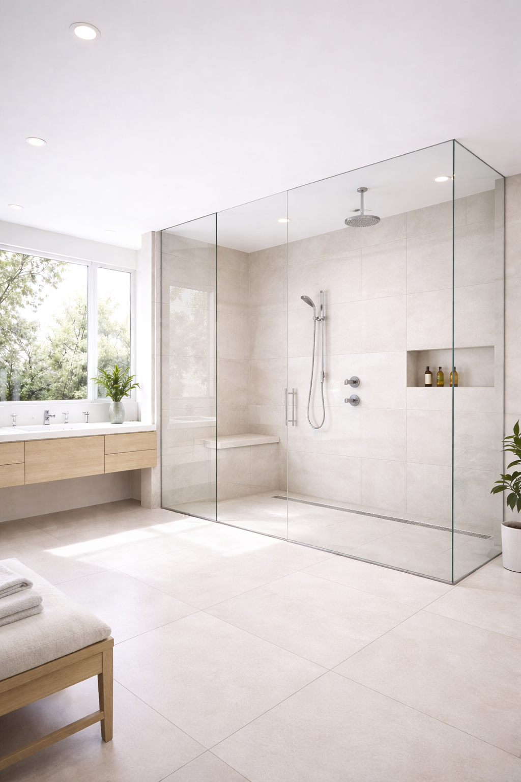 Glass Showers with Matching Wall Tiles