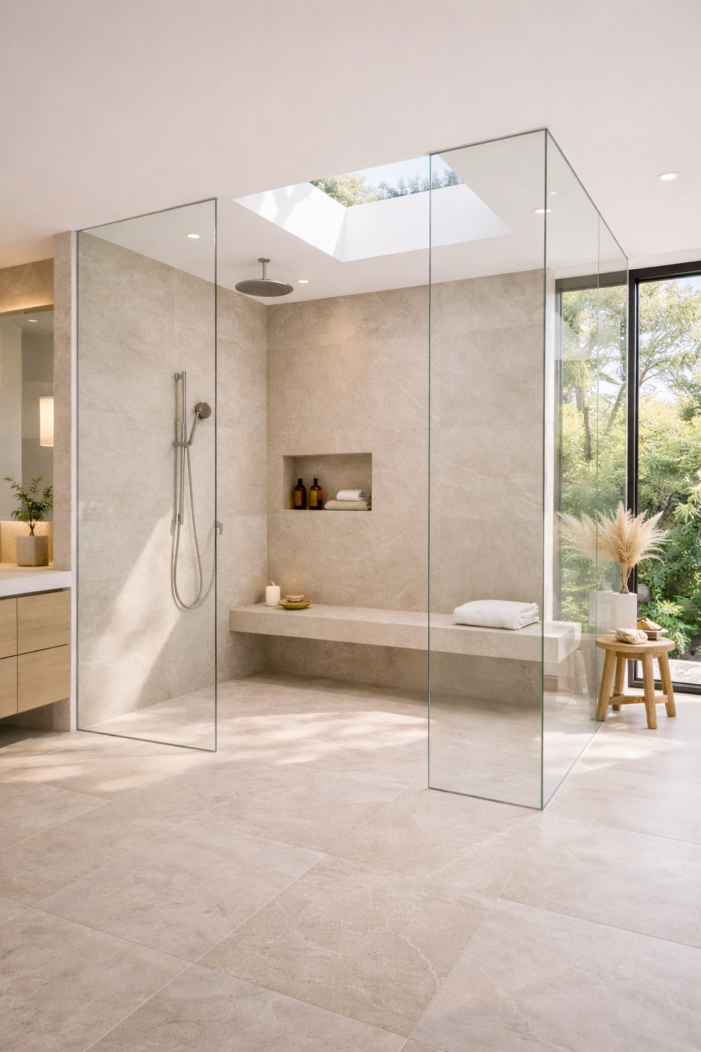 Glass Showers with Natural Light