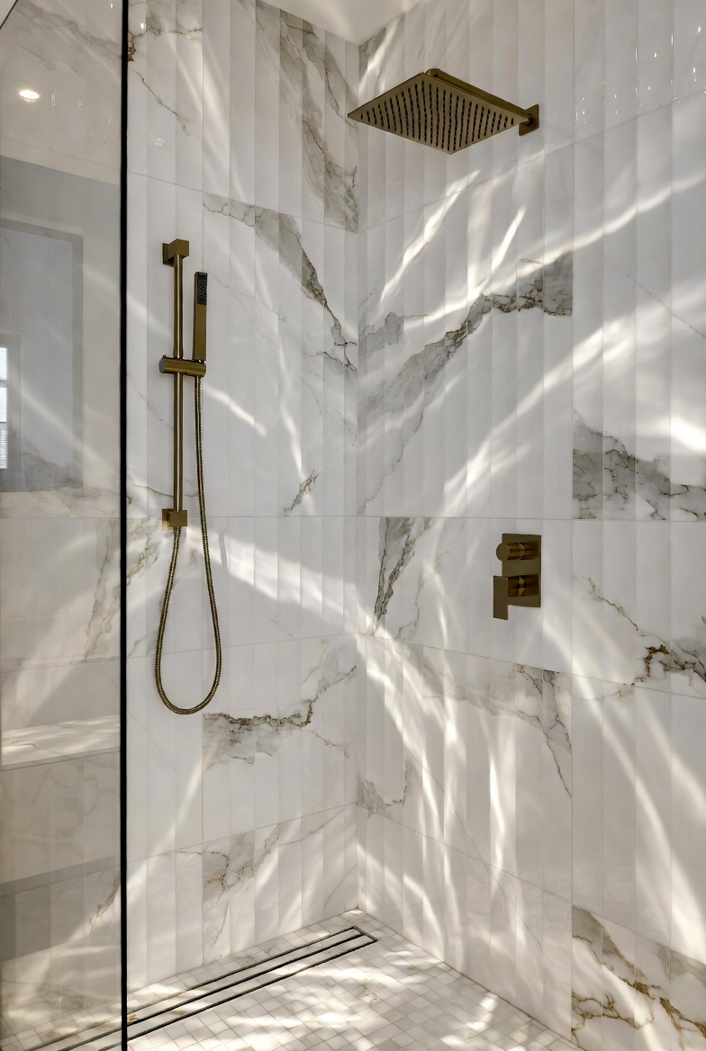 Marble-Inspired Tiles for Elegant Showers
