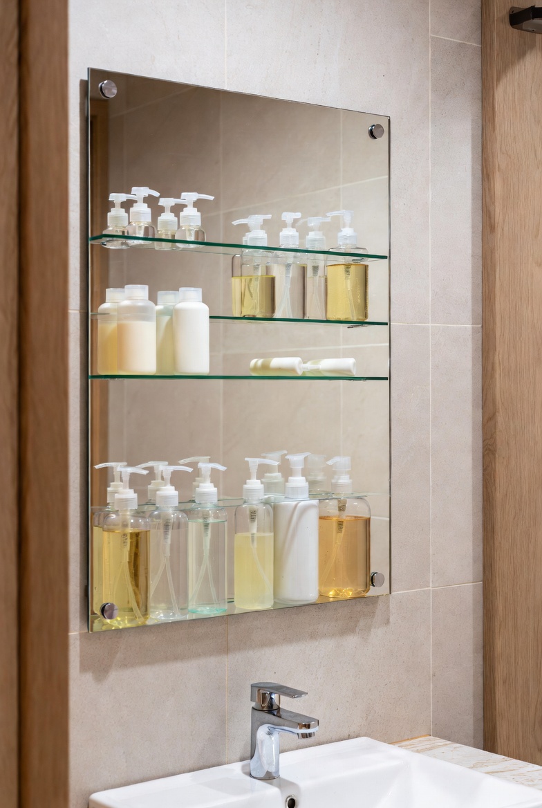 Mirrors with Integrated Shelving