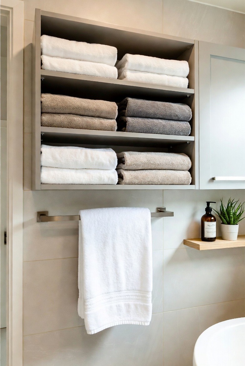 Opt for Towel Racks with Built-In Shelves