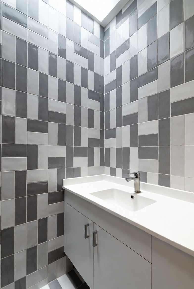 Patterned Tiles Paired with Minimalist Fixtures