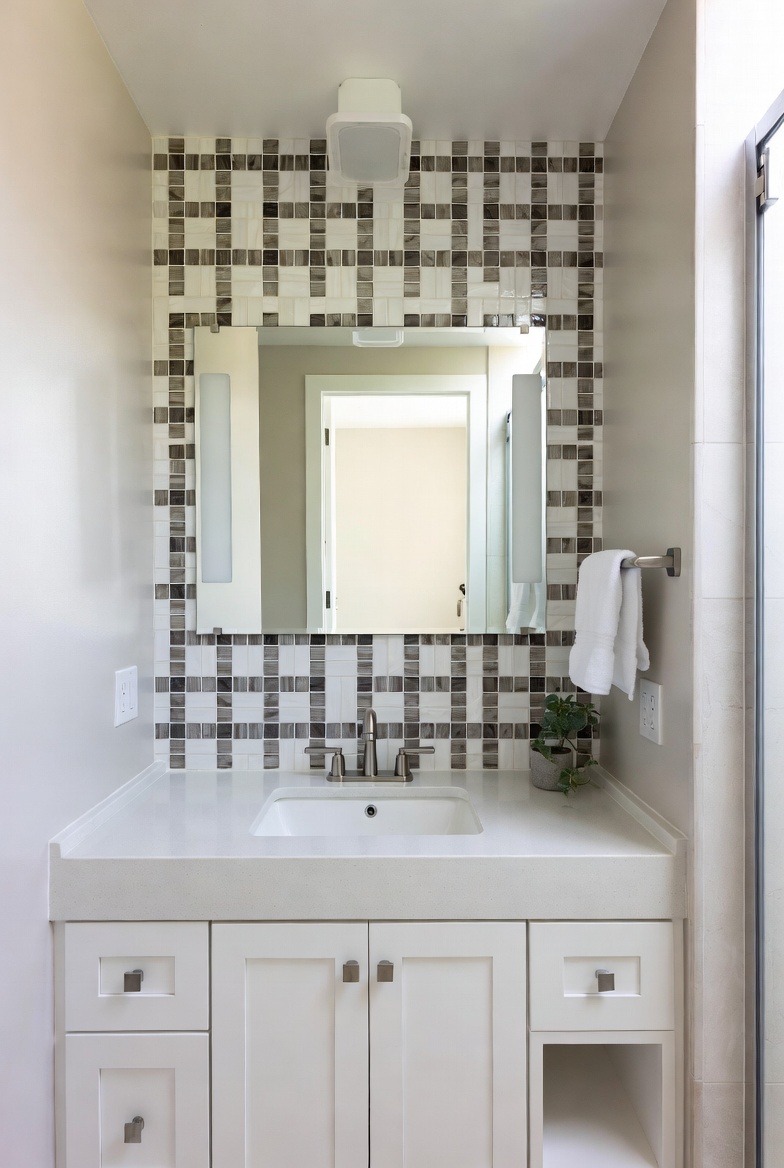 Patterned Tiles as Vanity Backsplashes