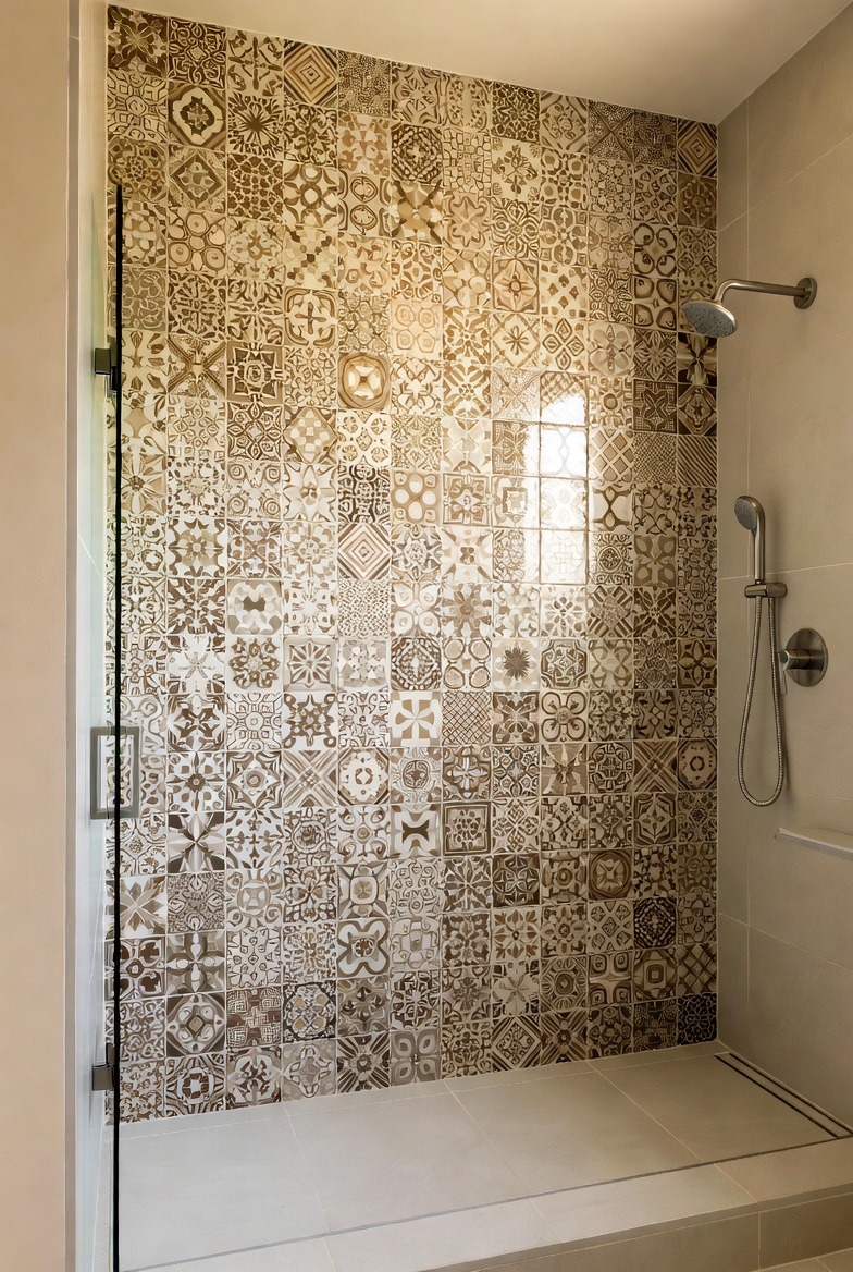 Patterned Tiles for Shower Feature Walls