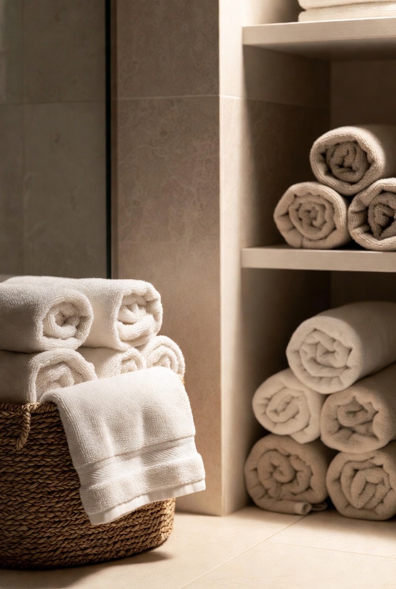 Rolled Towels for a Spa-Like Touch