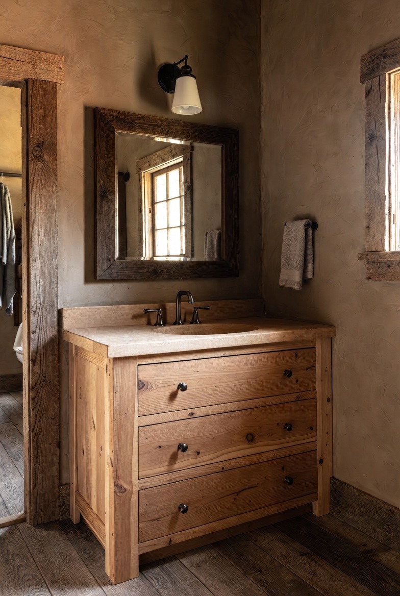 Rustic Vanity for a Warm Feel