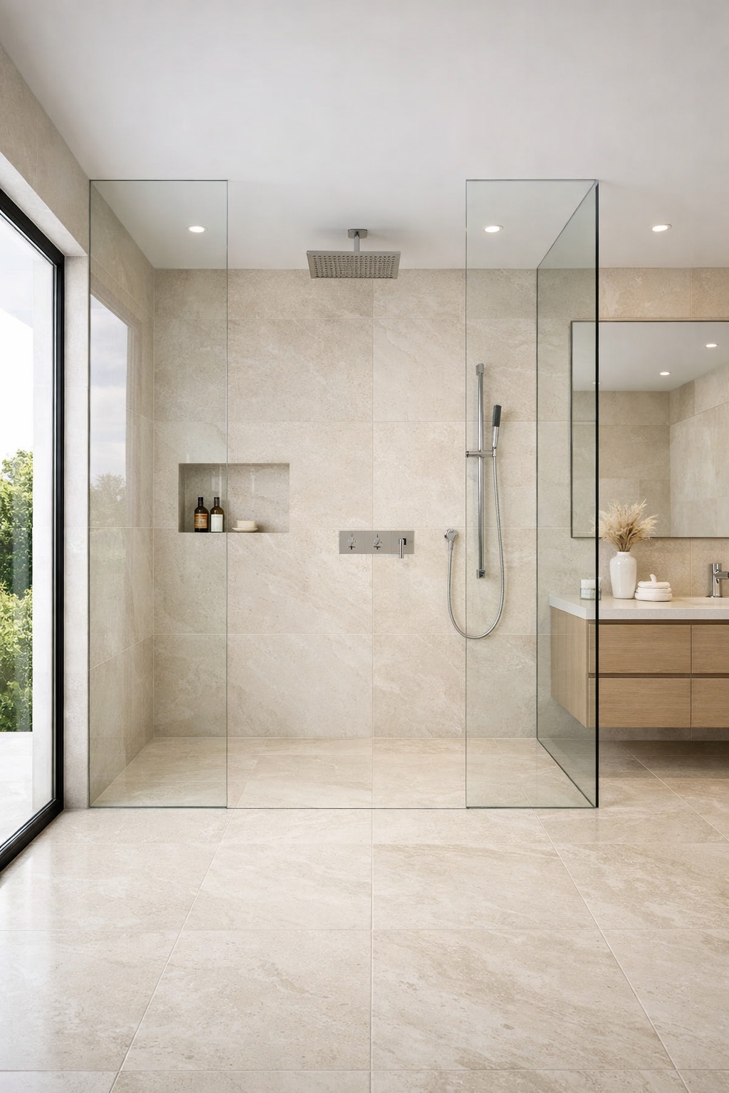 Seamless Walk-In Showers with Matching Floors