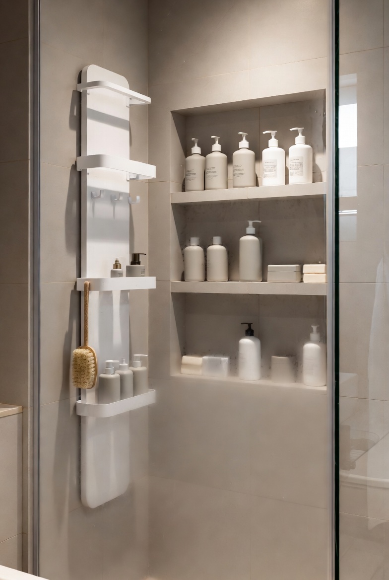 Shower Storage That Reduces Visual Clutter