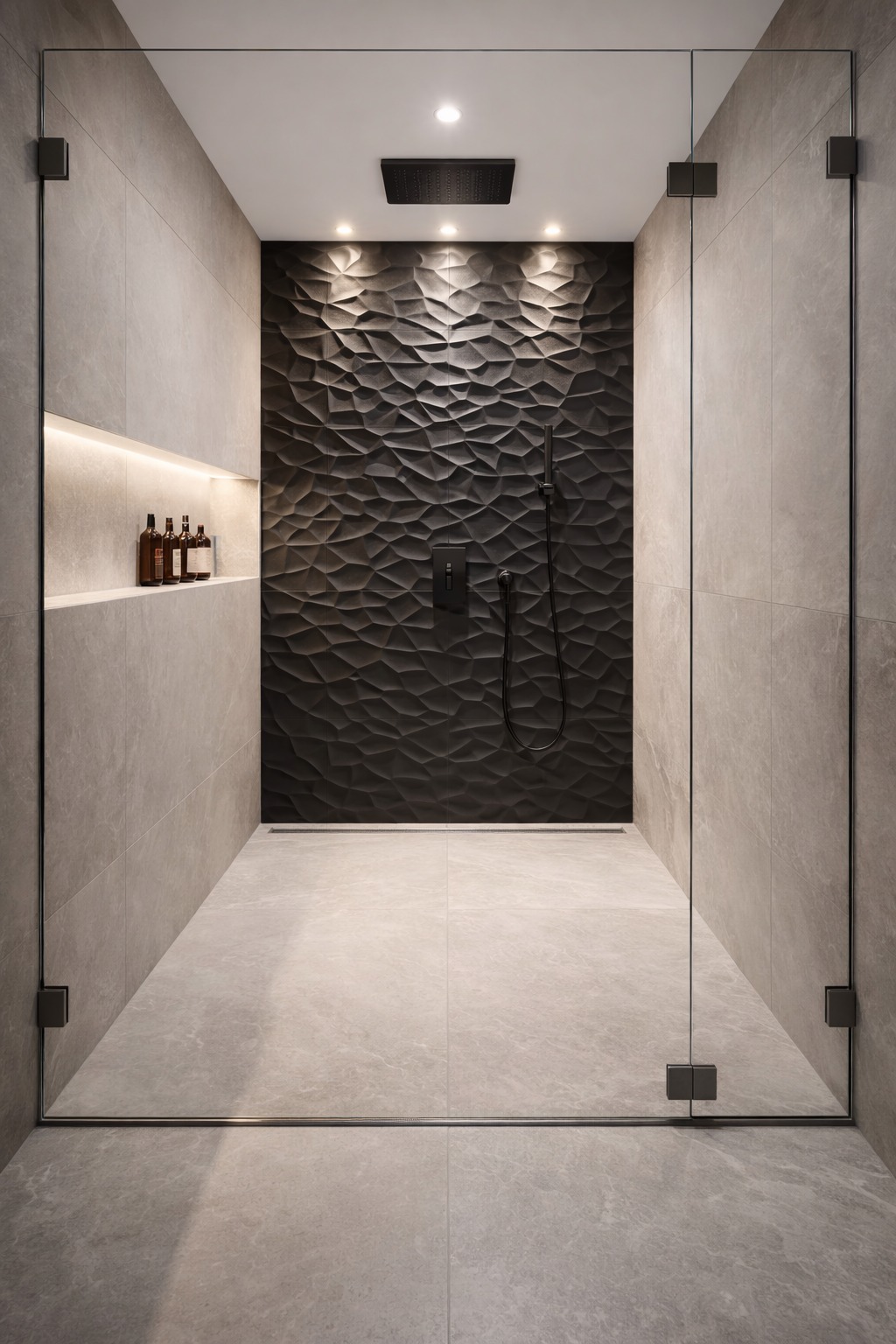 Walk-In Showers with Statement Tile Walls