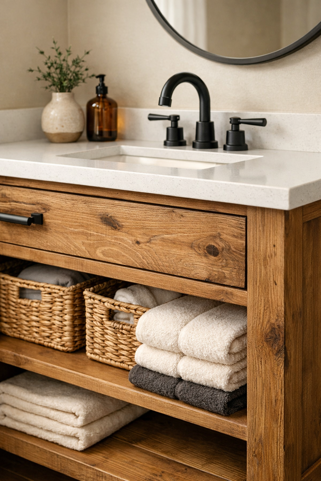 Install a Farmhouse-Style Vanity with Natural Wood