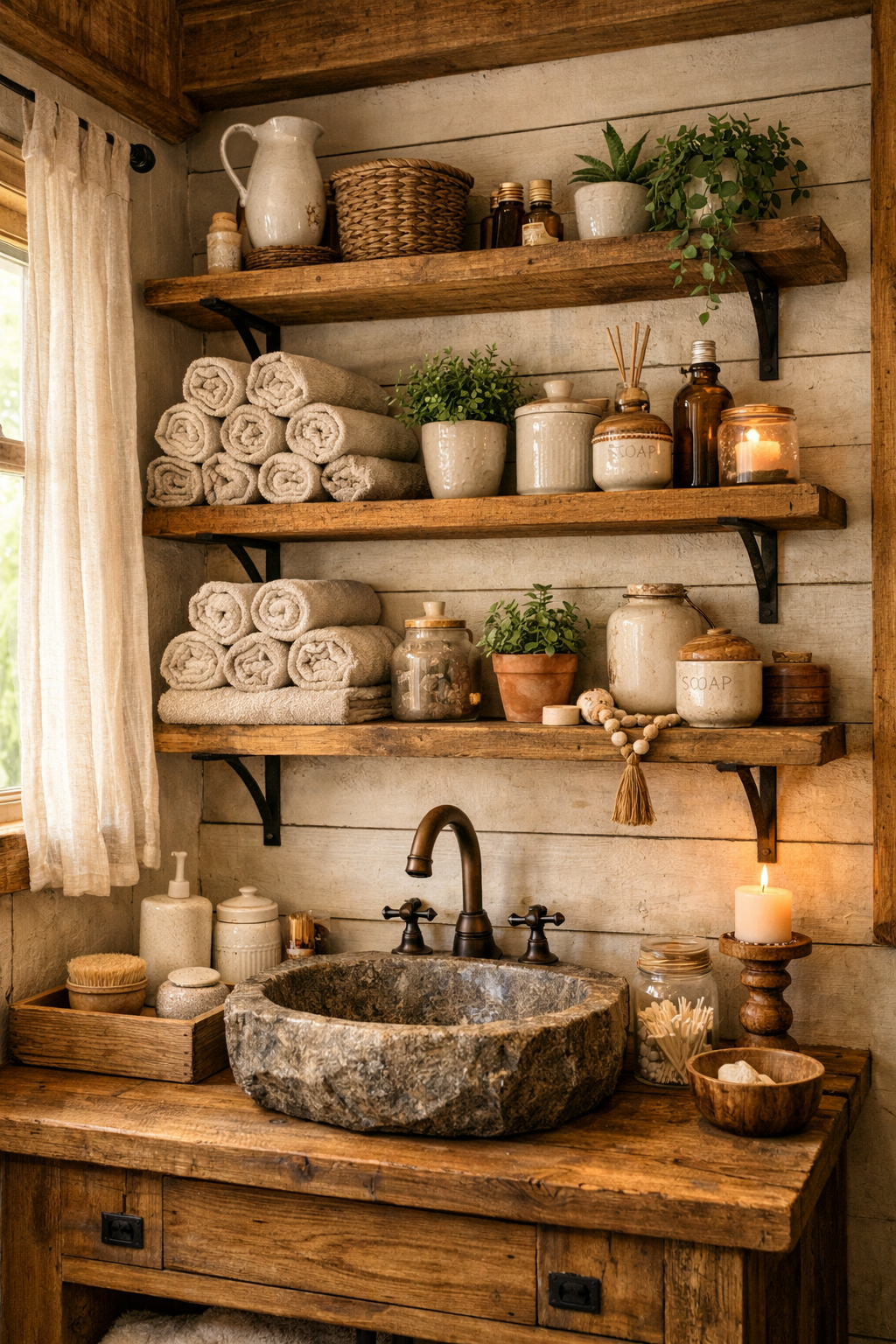 Open Shelving with Natural Accents