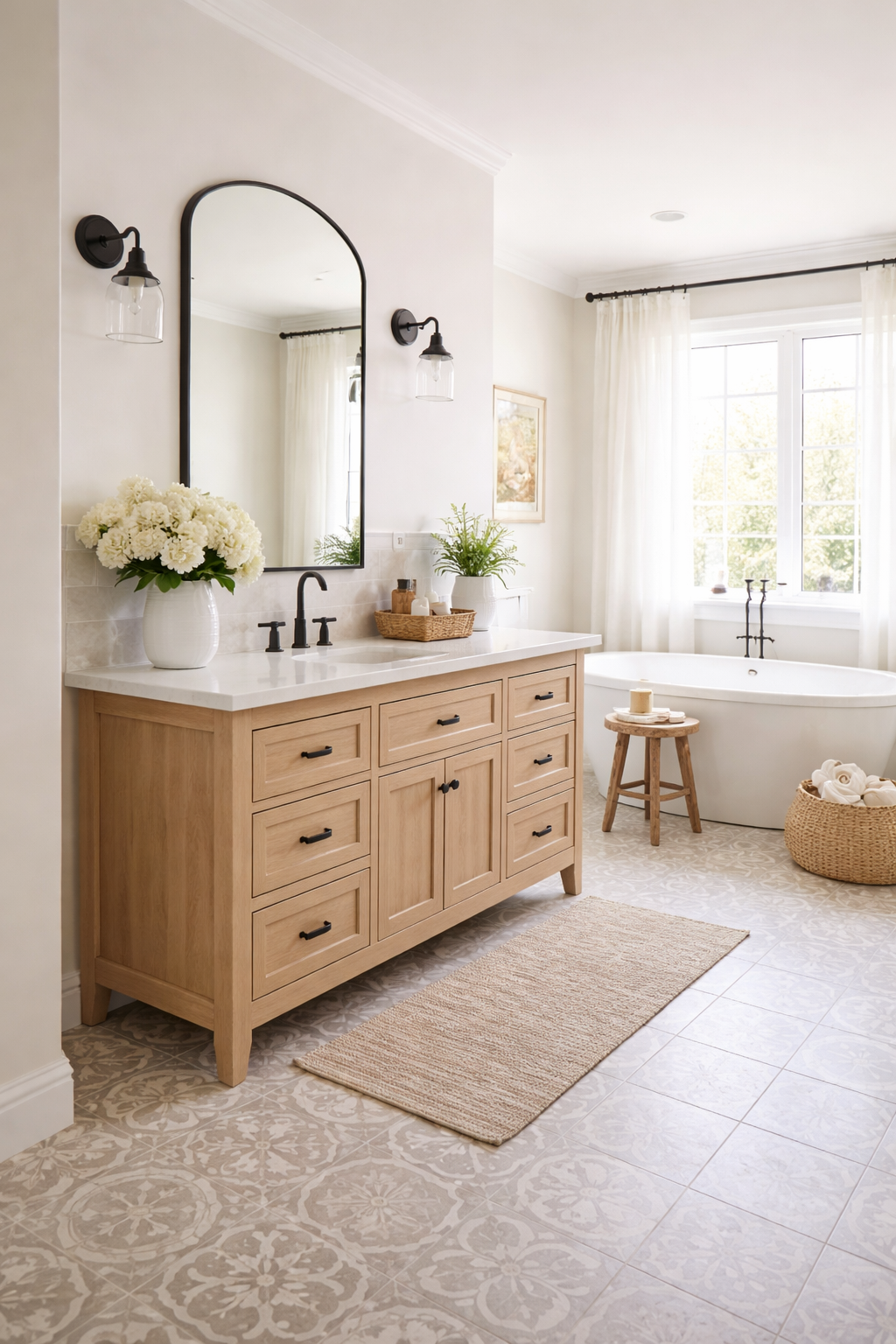 Opt for Neutral Patterned Floor Tiles