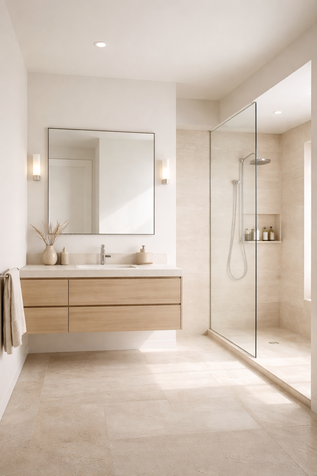 Beige Bathroom with Minimalist Design
