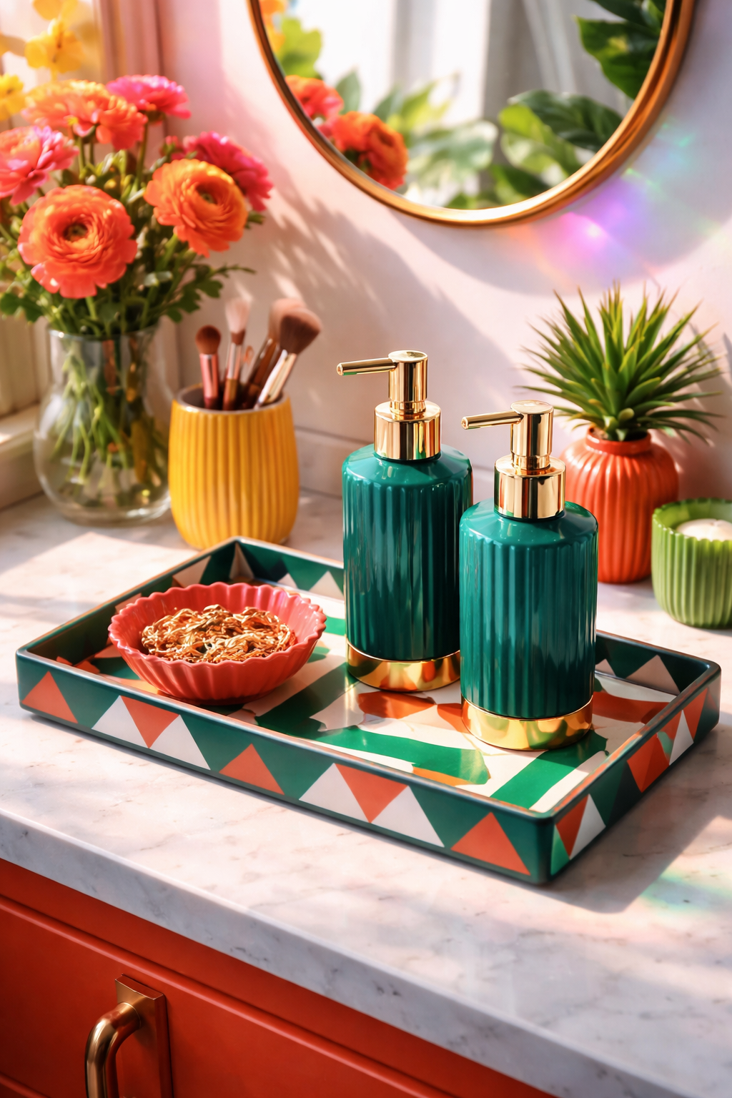 Bold Color Pop with Patterned Tray