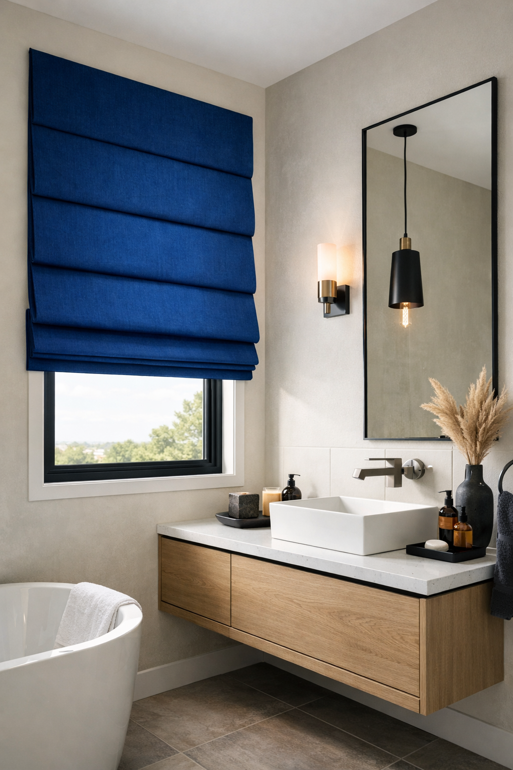 Bold Color Roman Shades for Statement Design
