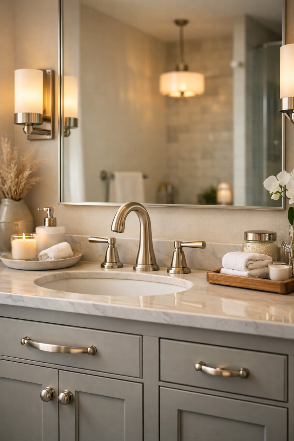 Brushed Nickel Hardware for a Soft, Modern Finish