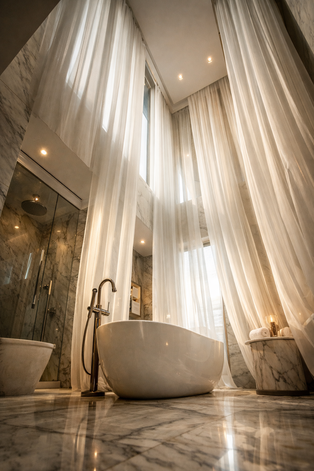 Ceiling-Mounted Sheer Curtains for Elegance