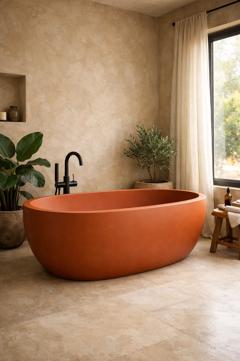 Clay-Colored Bathtubs for a Statement Piece