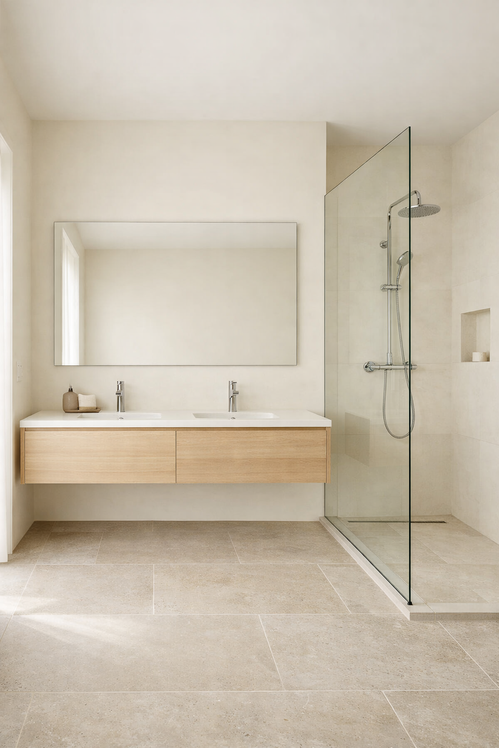 Cream Bathroom with Minimalist Design