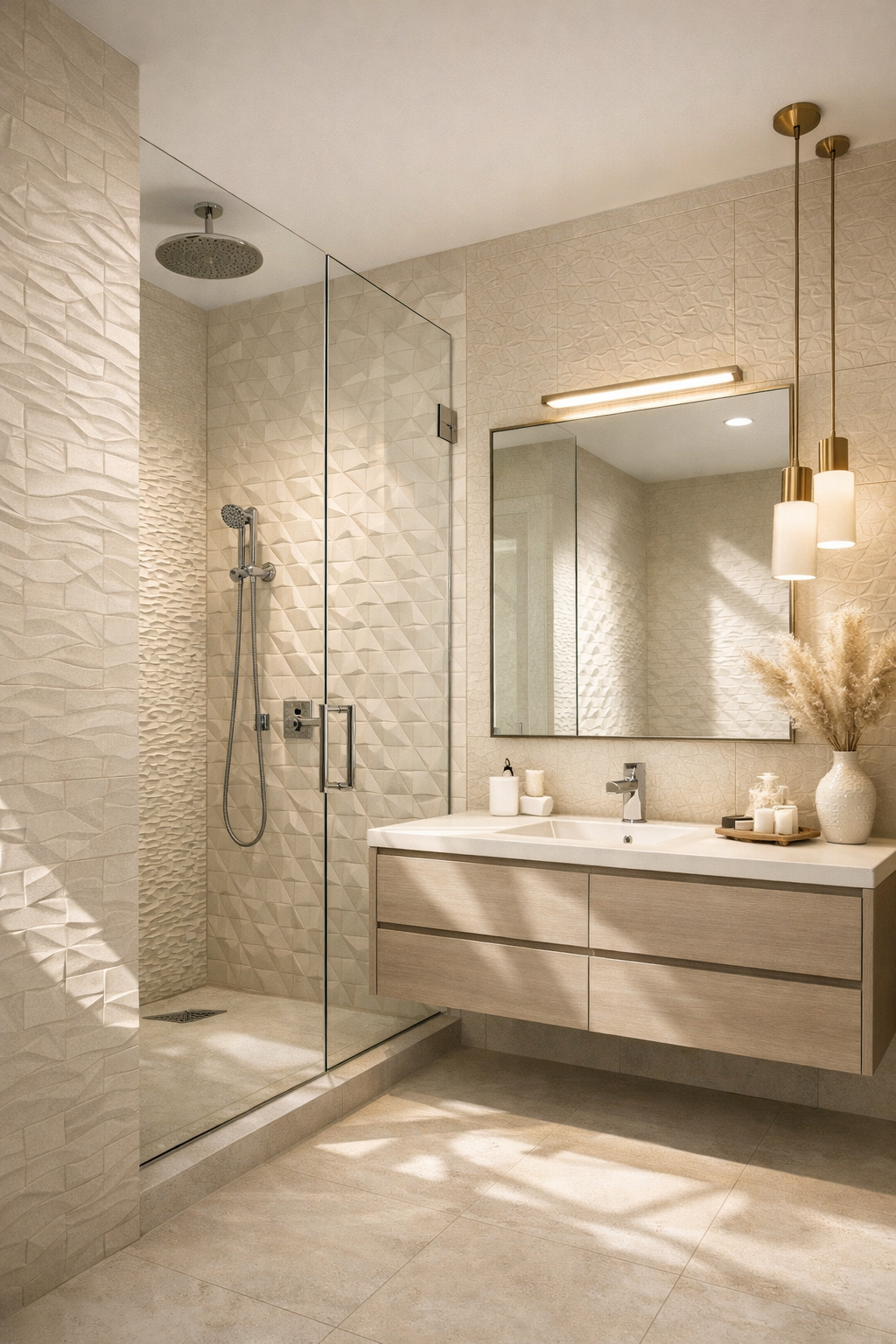 Cream Tiles with Textured Finishes