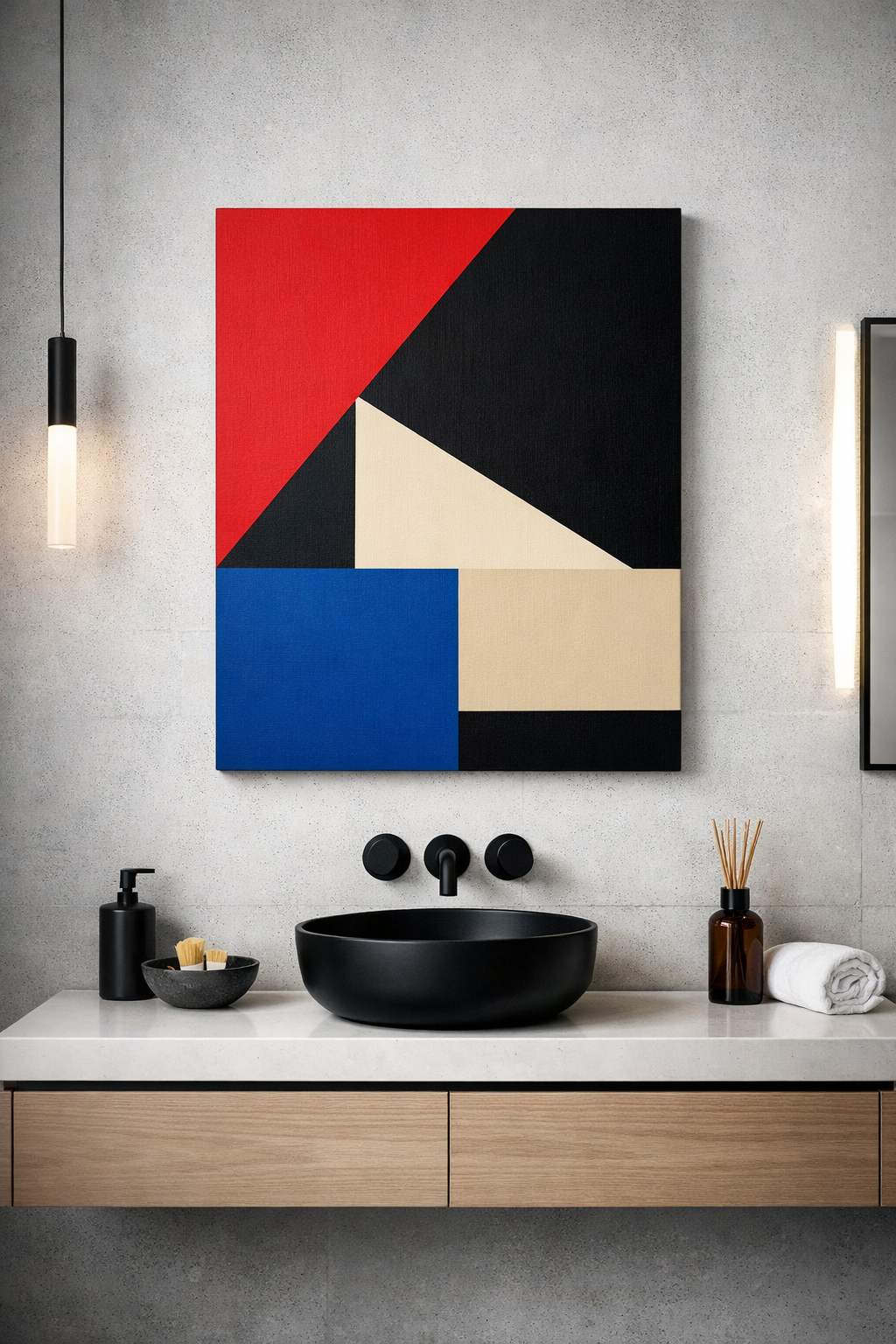 DIY Geometric Tape Art on Canvas for Contemporary Flair