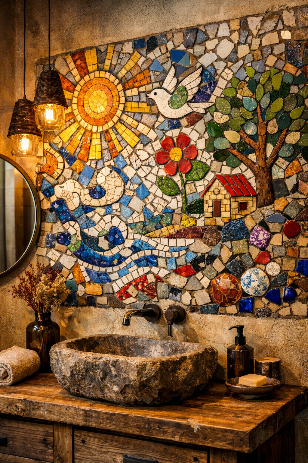 DIY Mosaic Art from Thrifted Materials for Textural Depth