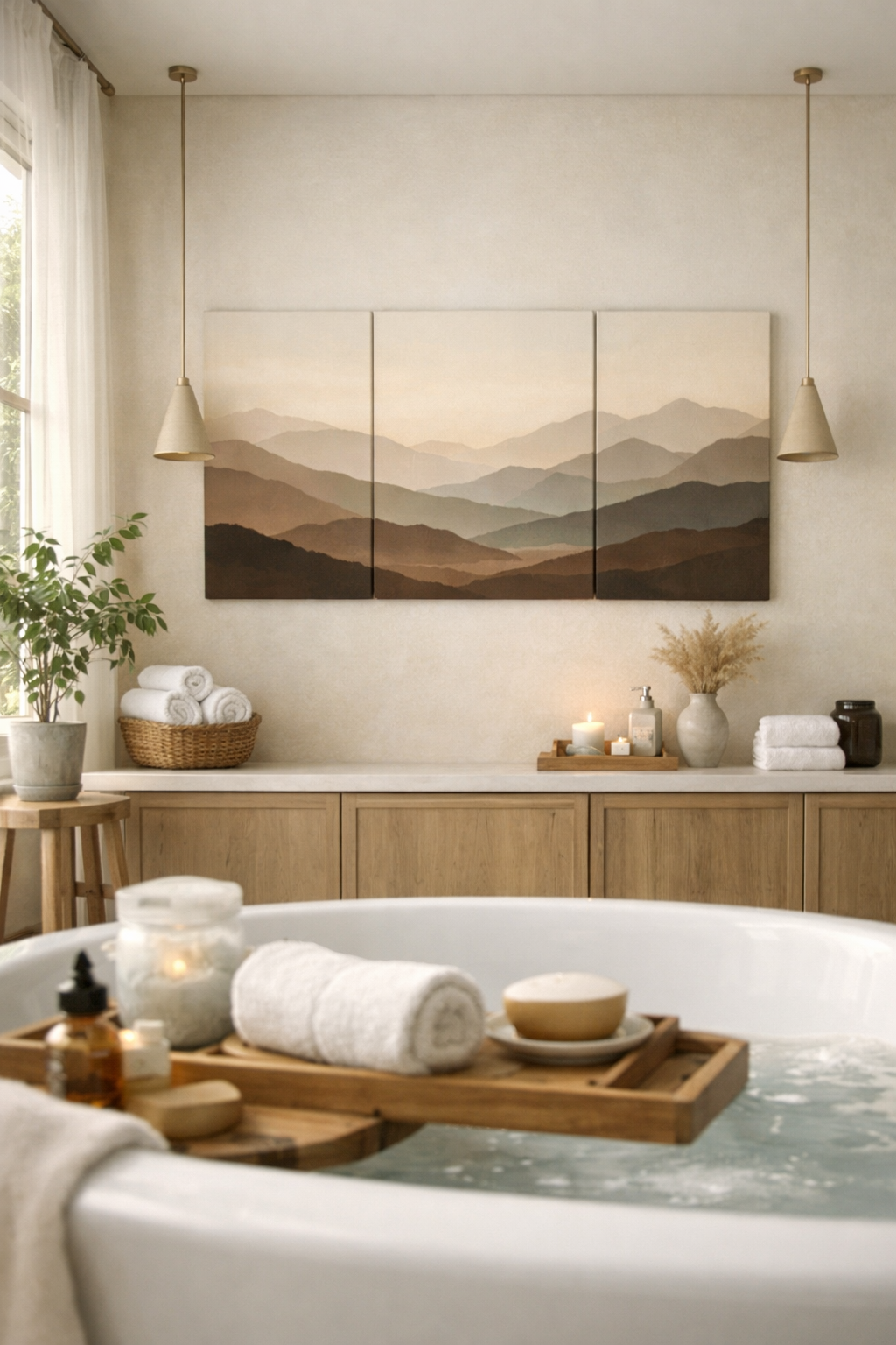 DIY Silhouette Landscape Paintings for an Expansive Feel