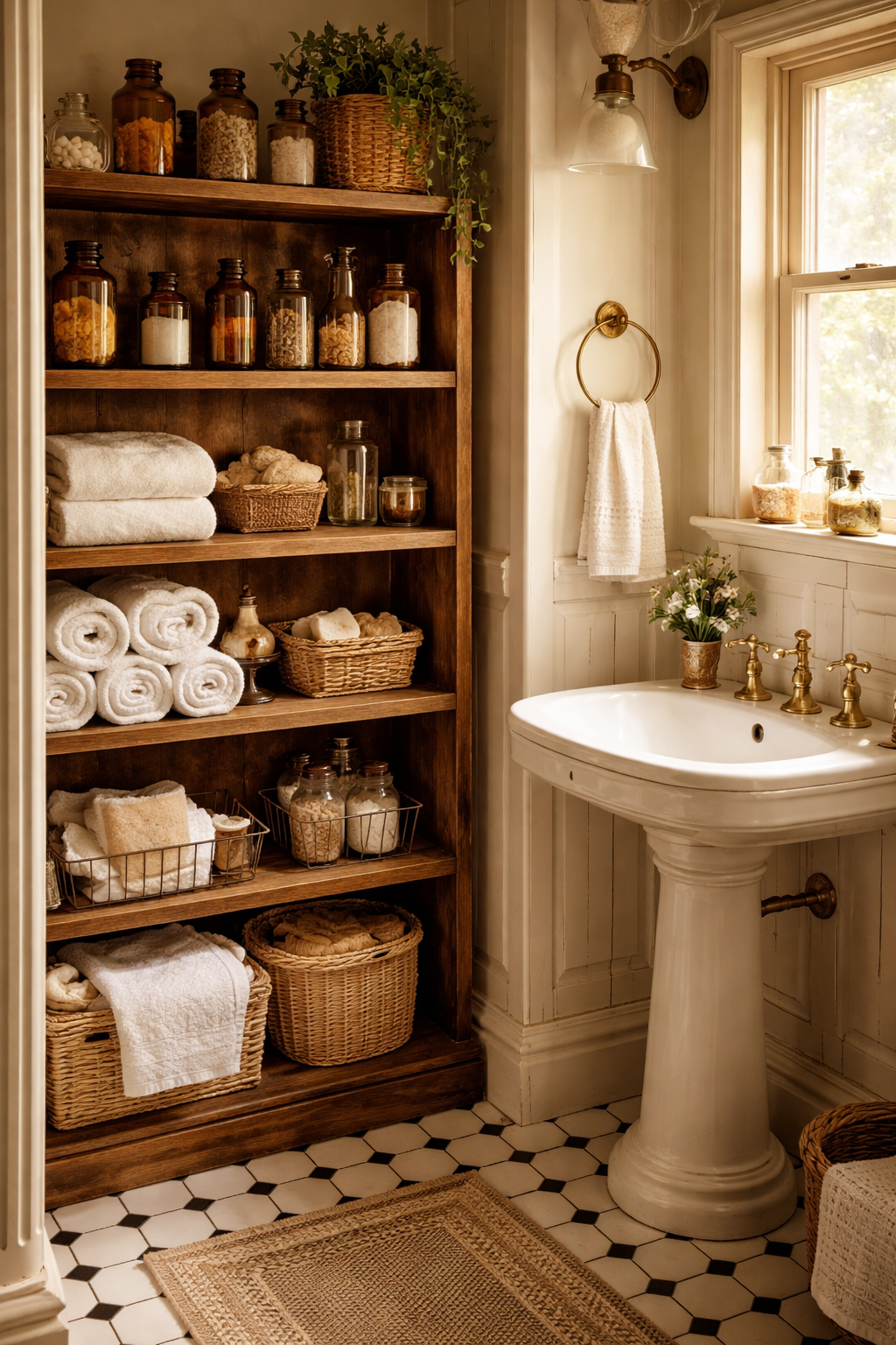 Display Open Shelving with Vintage Accessories