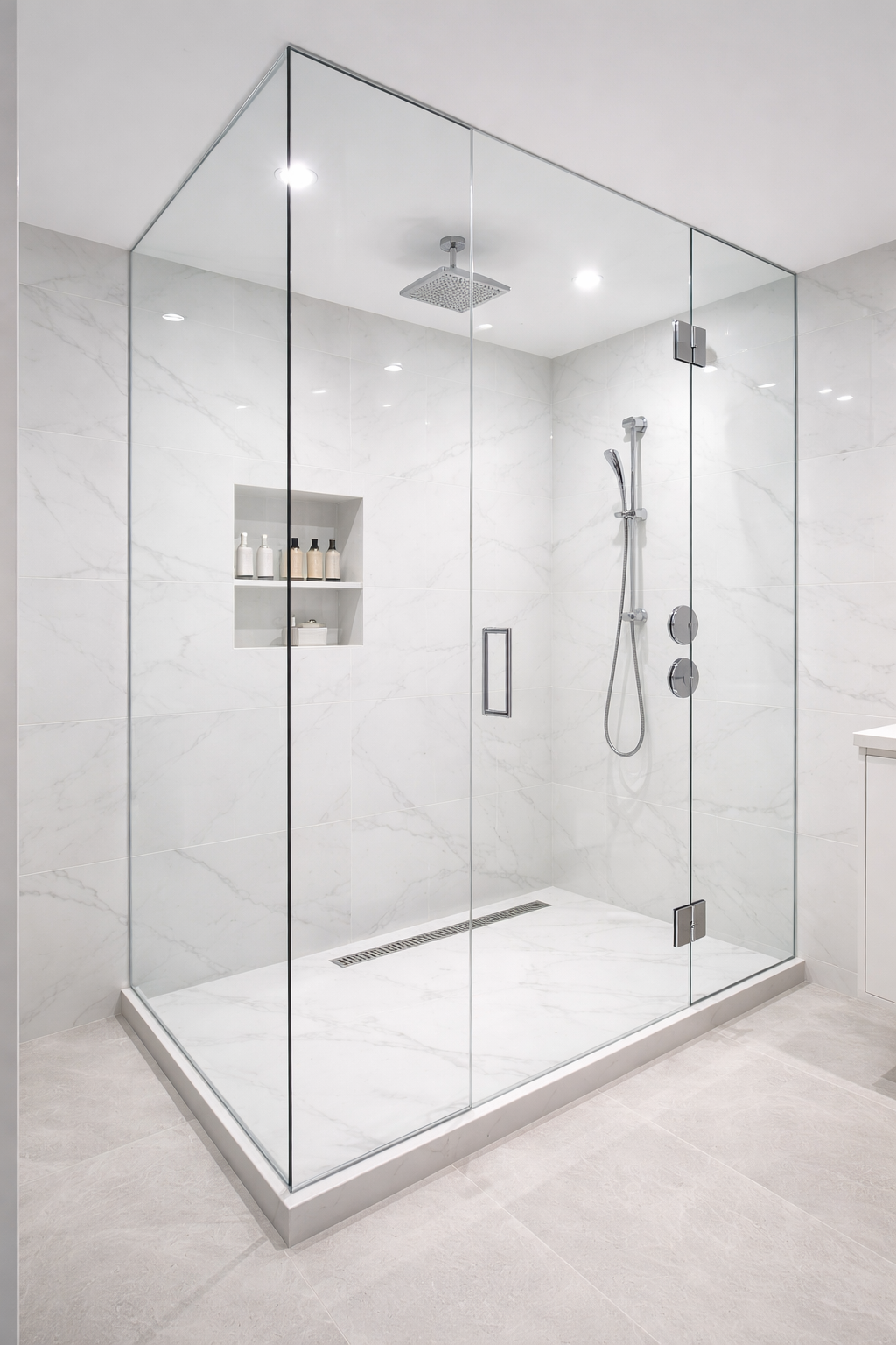 Frameless Glass Showers for Seamless Flow