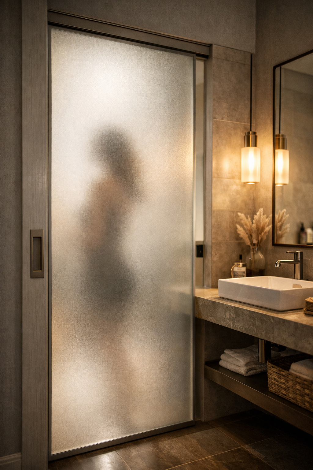 Frosted Glass Pocket Door for Light and Privacy