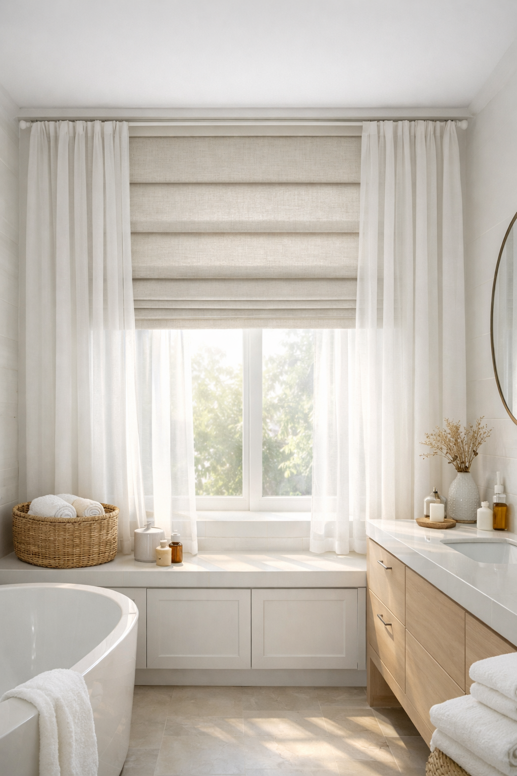 Layered Roman Shades for Depth and Versatility