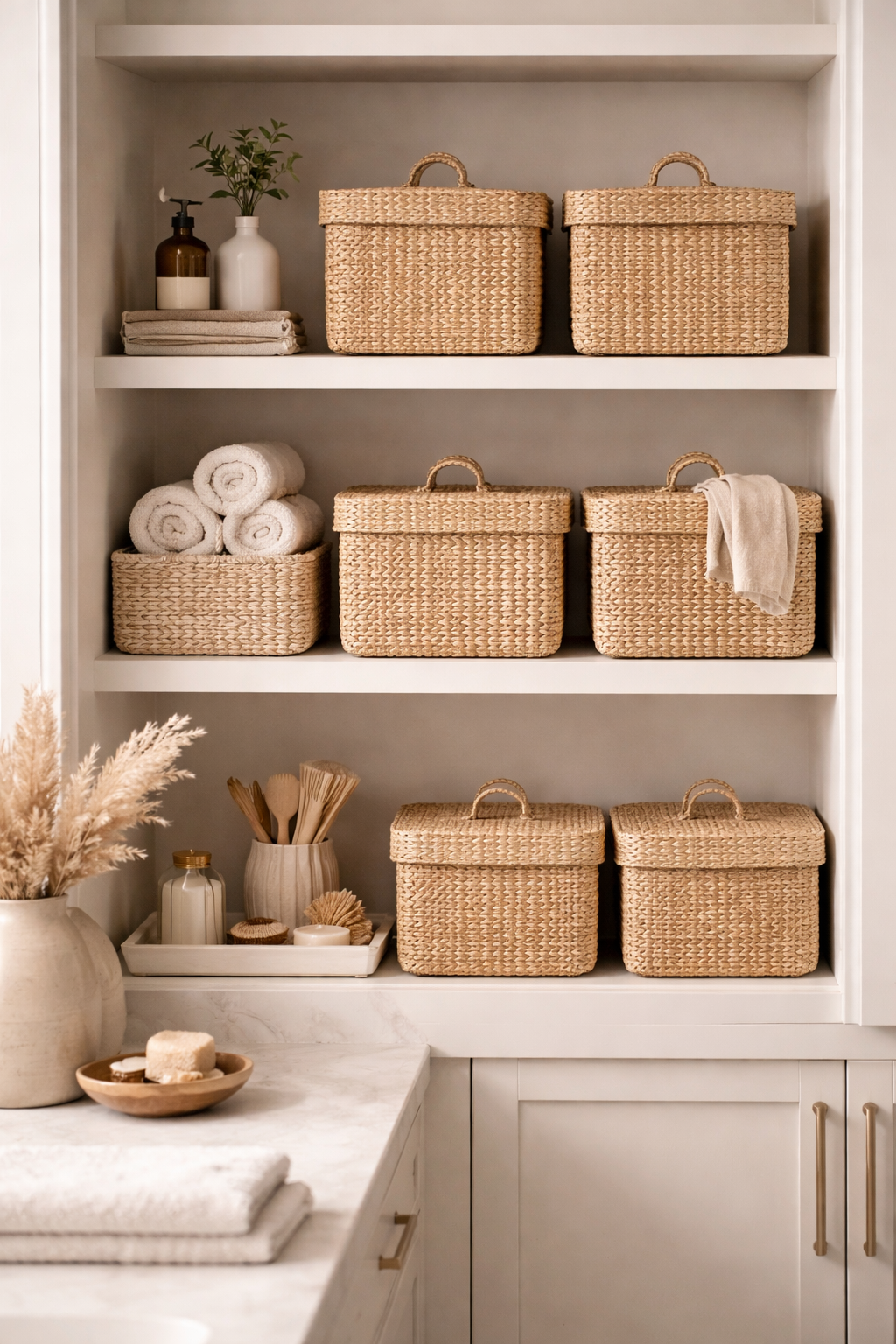 Lidded Storage Baskets for a Clean Appearance