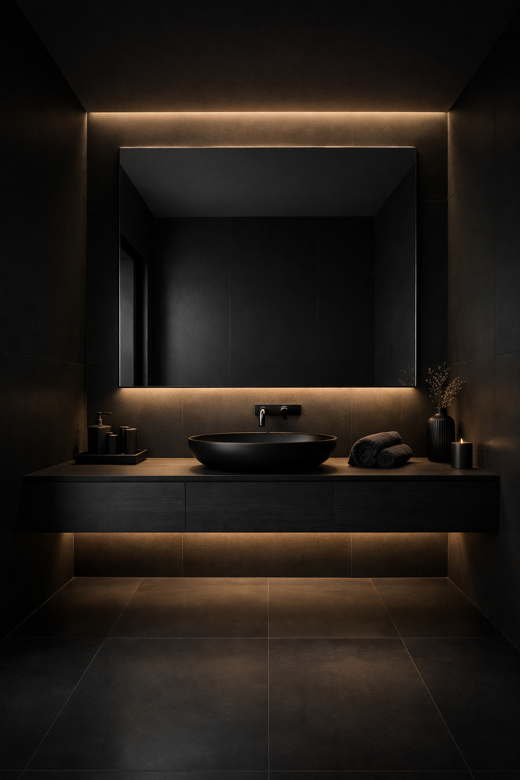 Minimalist Dark Bathrooms with Clean Lines