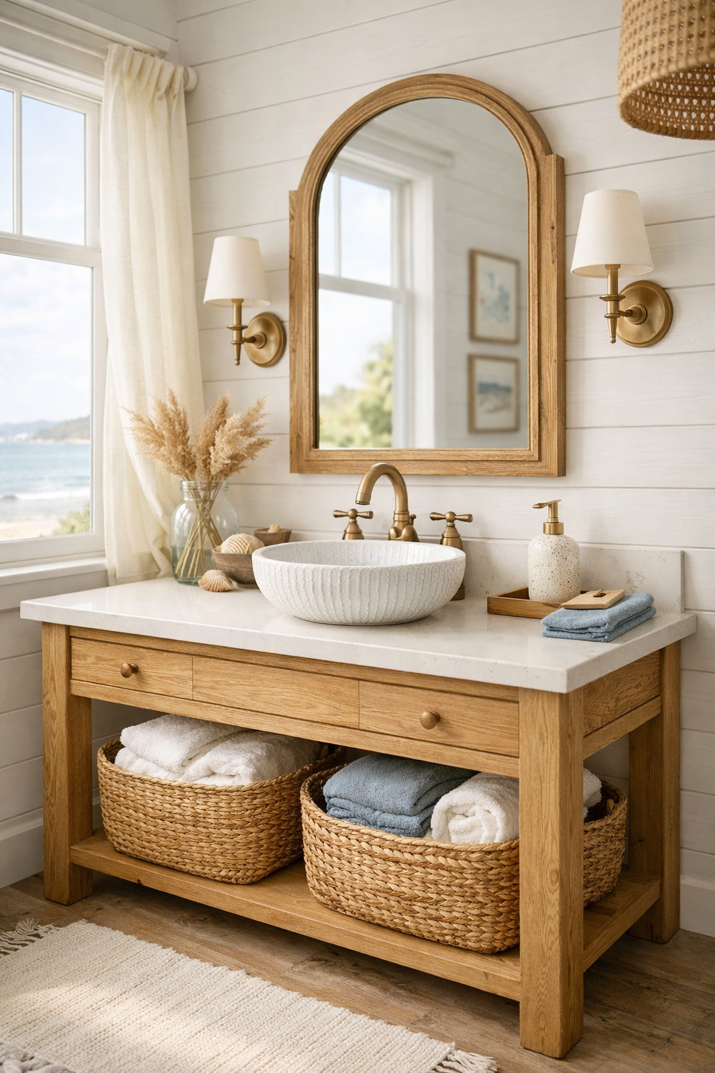 Natural Wood Vanities with Subtle Grain