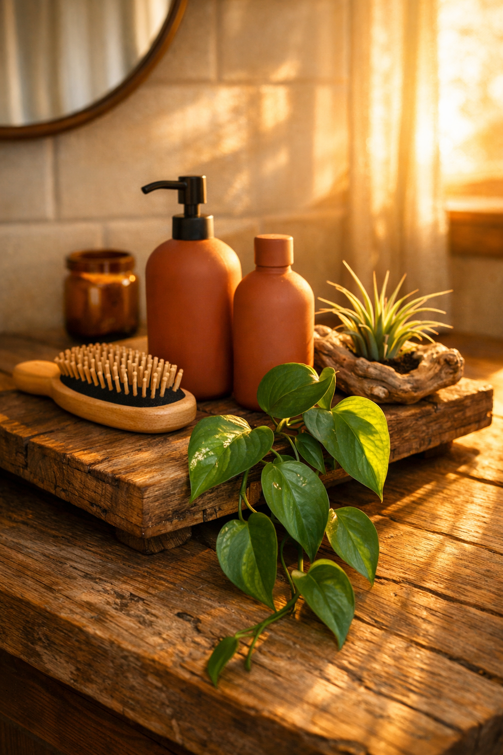 Natural Wood and Greenery Oasis