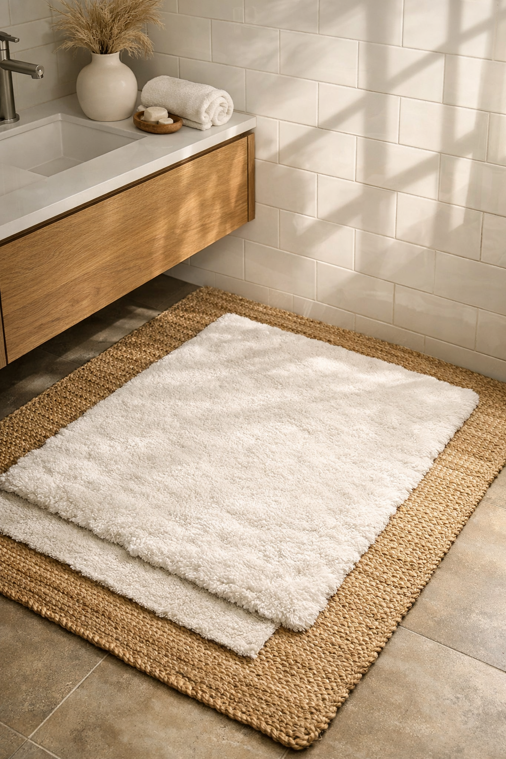 Neutral Base Rug with a Plush Cotton Top Layer