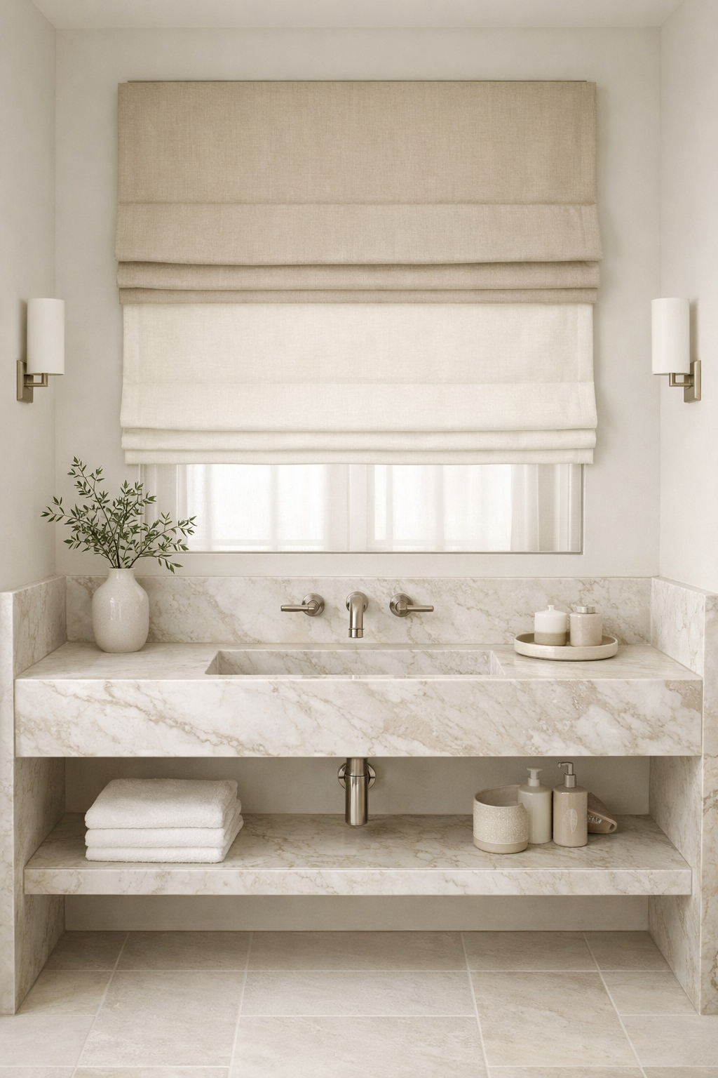 Neutral-Toned Roman Shades for Timeless Appeal