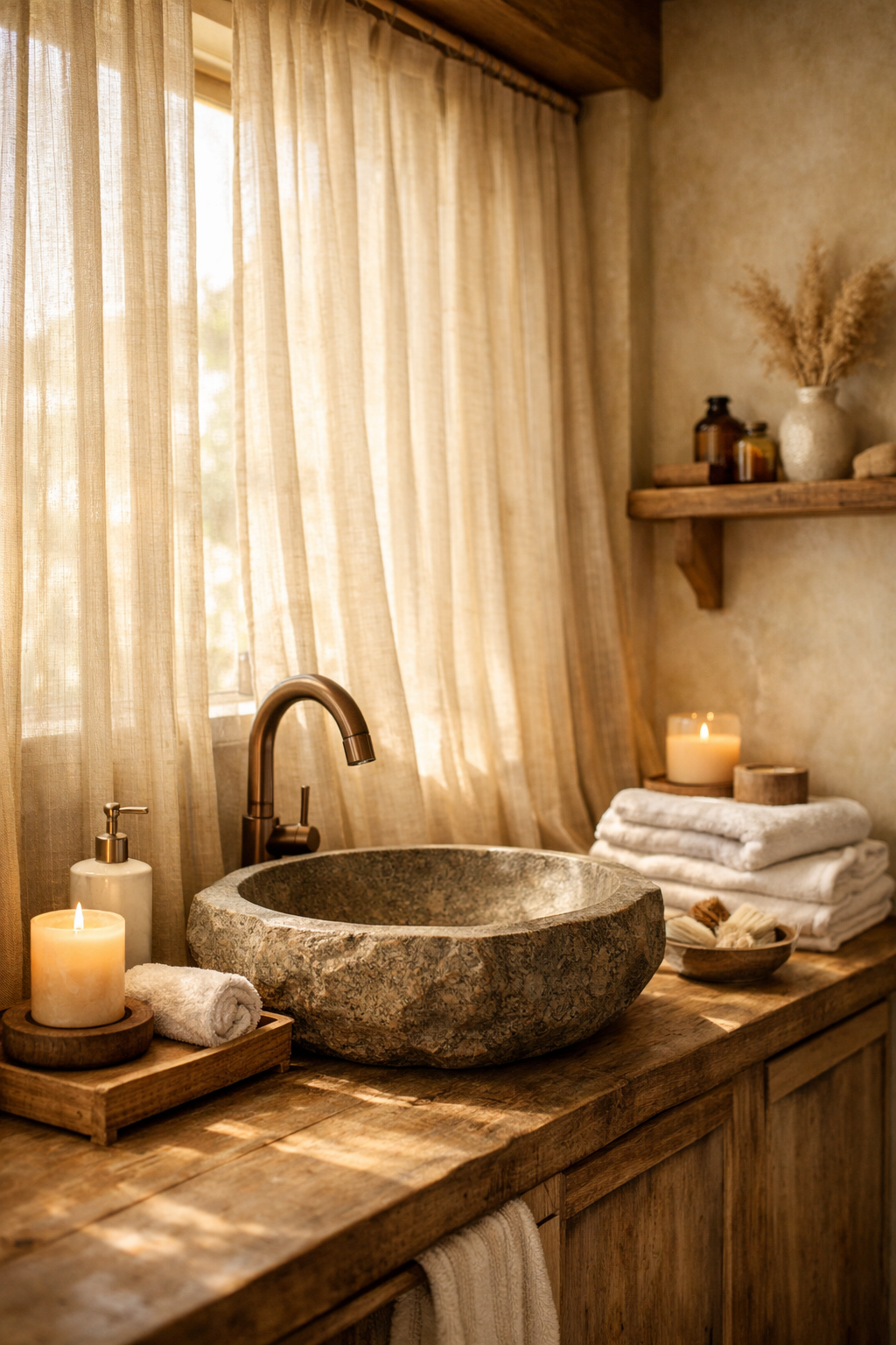 Neutral-Toned Sheer Curtains for Warmth