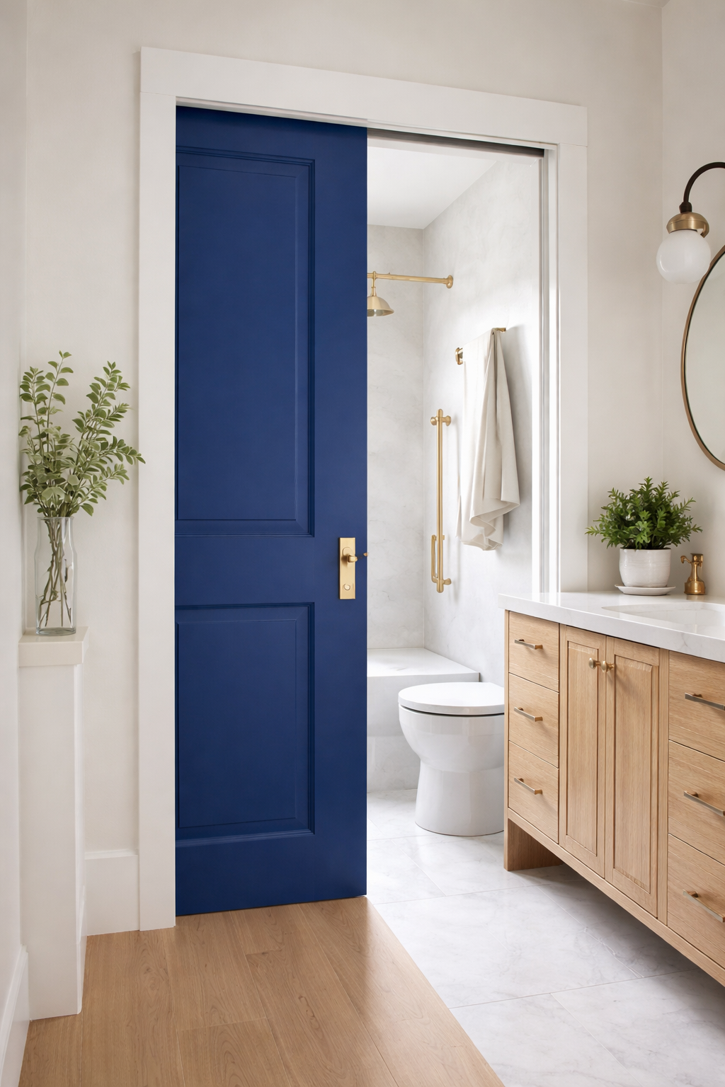 Painted Accent Pocket Door for a Pop of Color