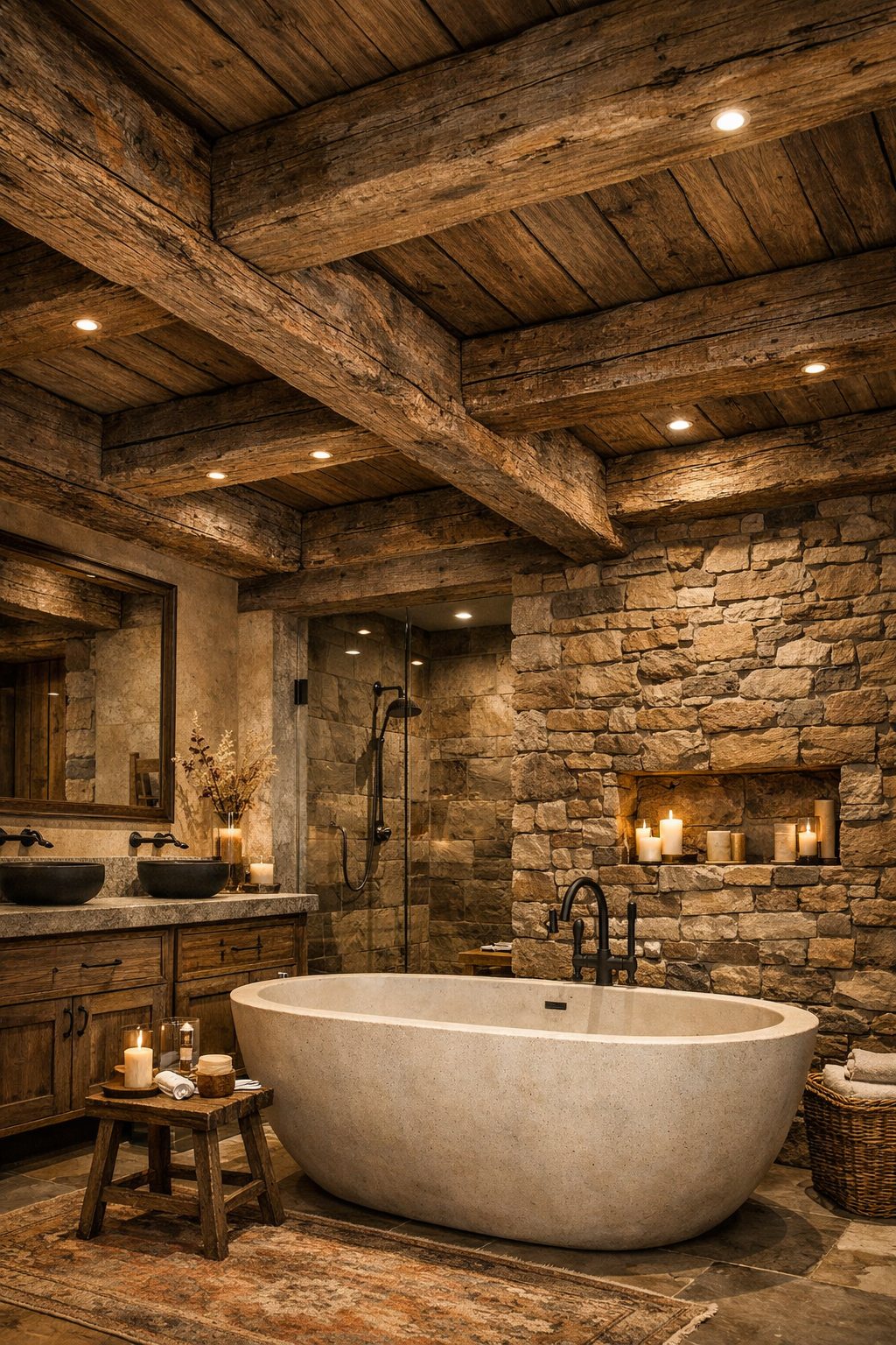 Reclaimed Wood Beams with Natural Patina