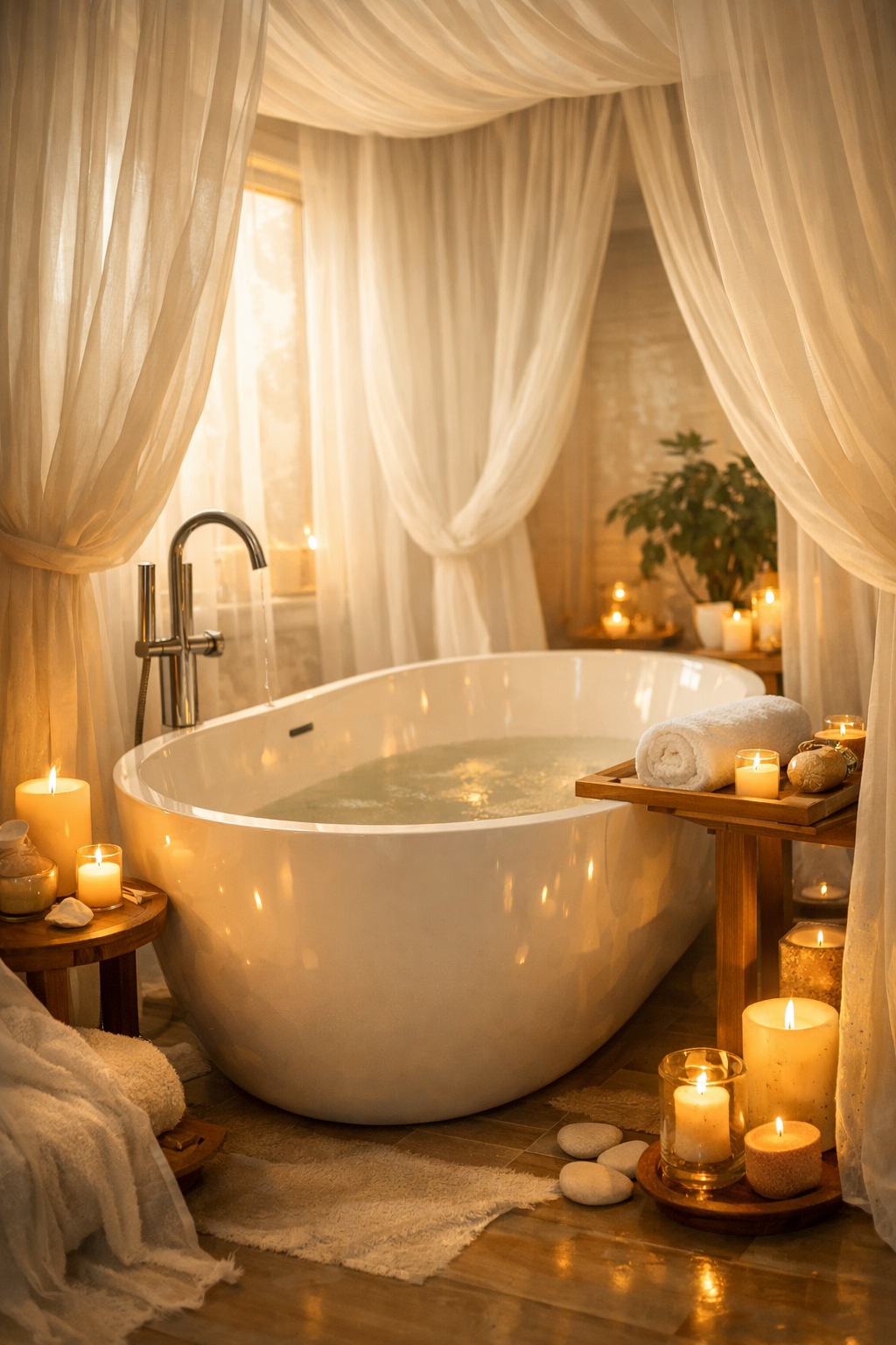 Sheer Curtains Around a Bathtub