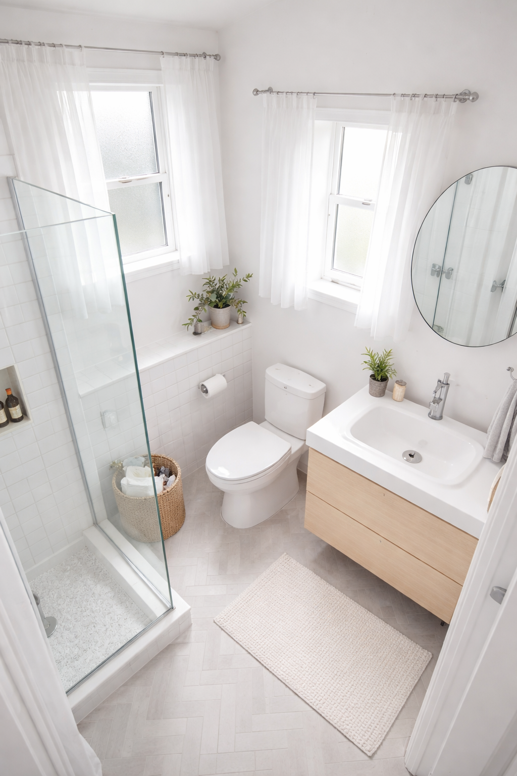 Short Sheer Curtains for Compact Bathrooms