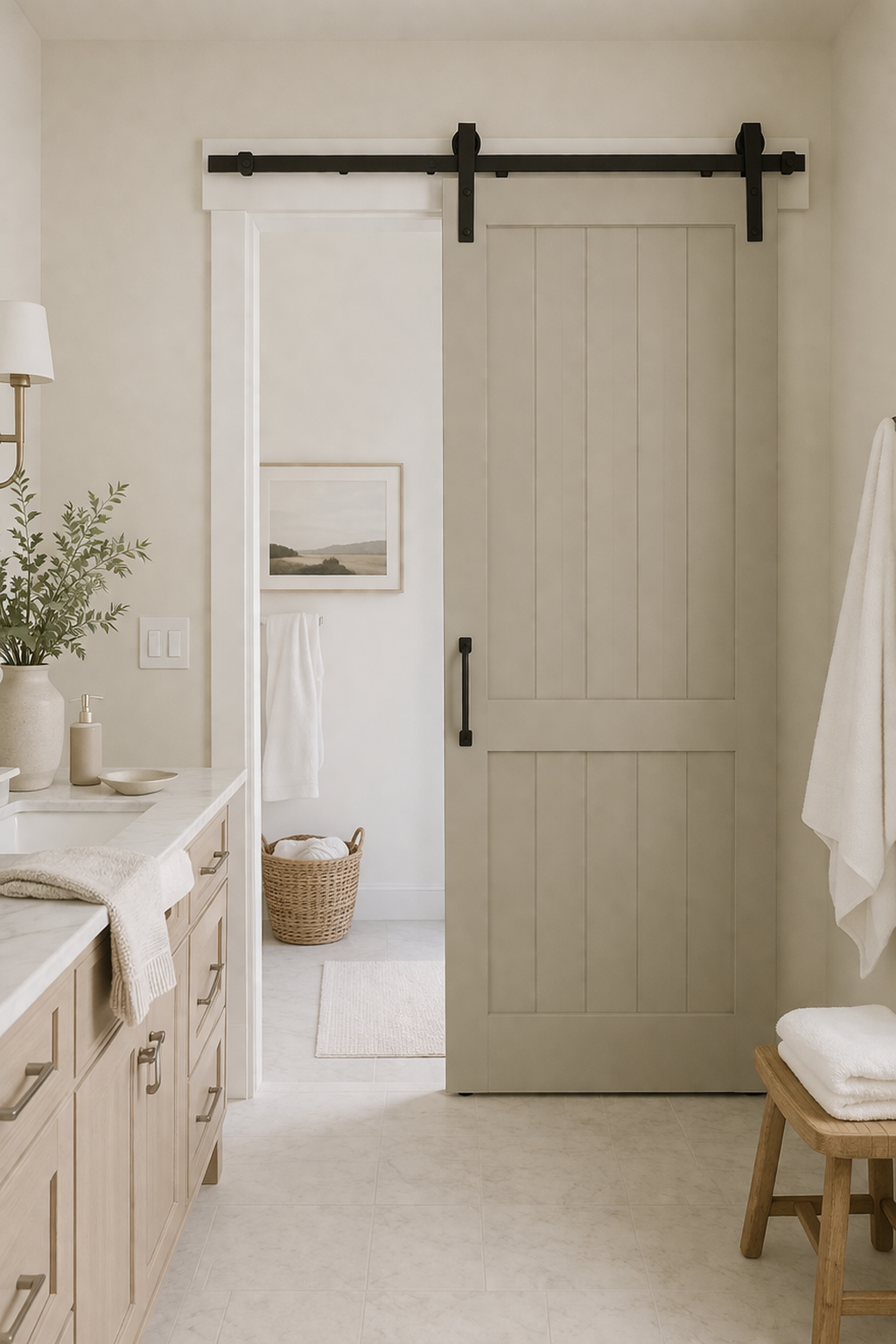 Soft Neutral Tone Sliding Barn Door