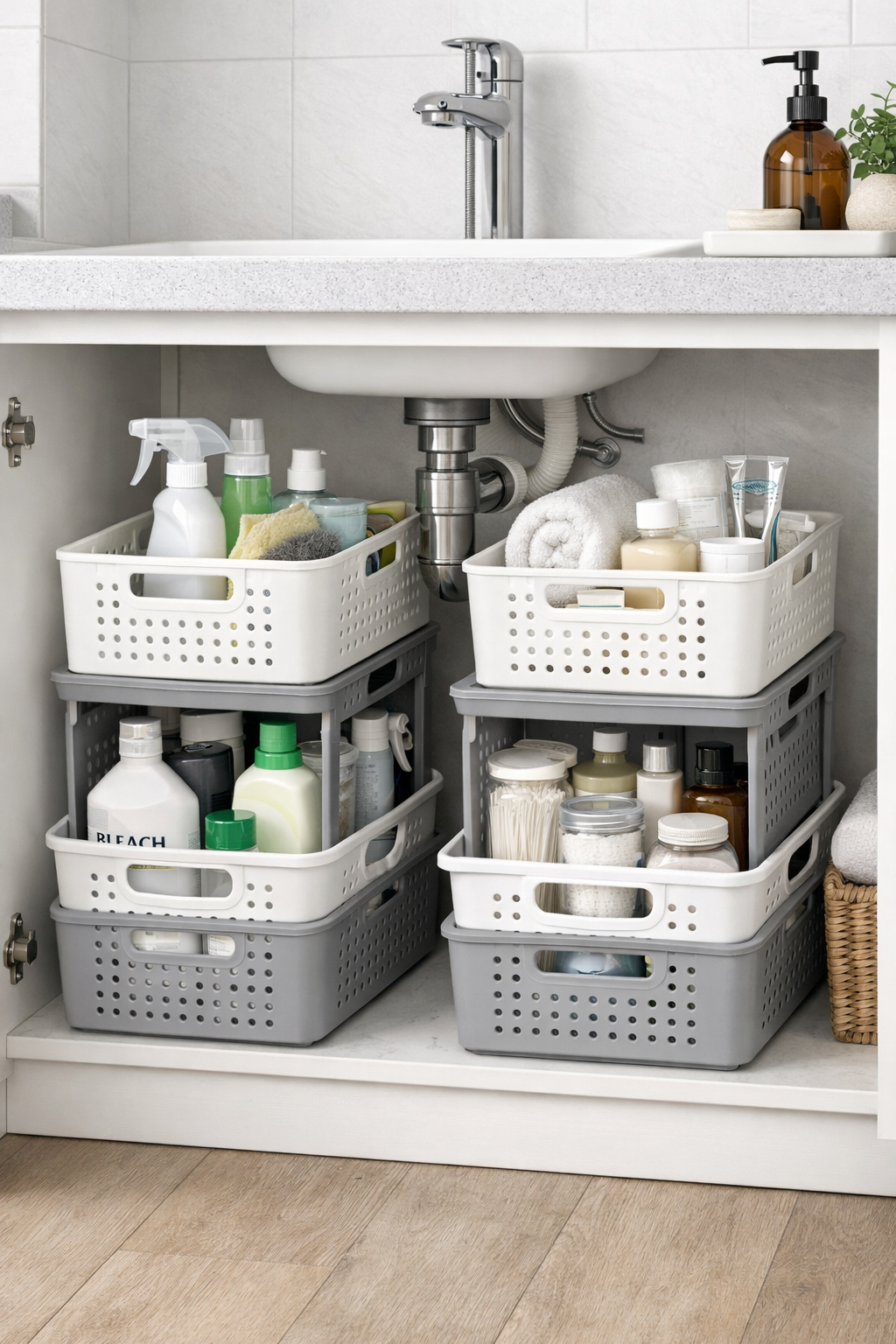 Stackable Plastic Baskets for Practical Storage